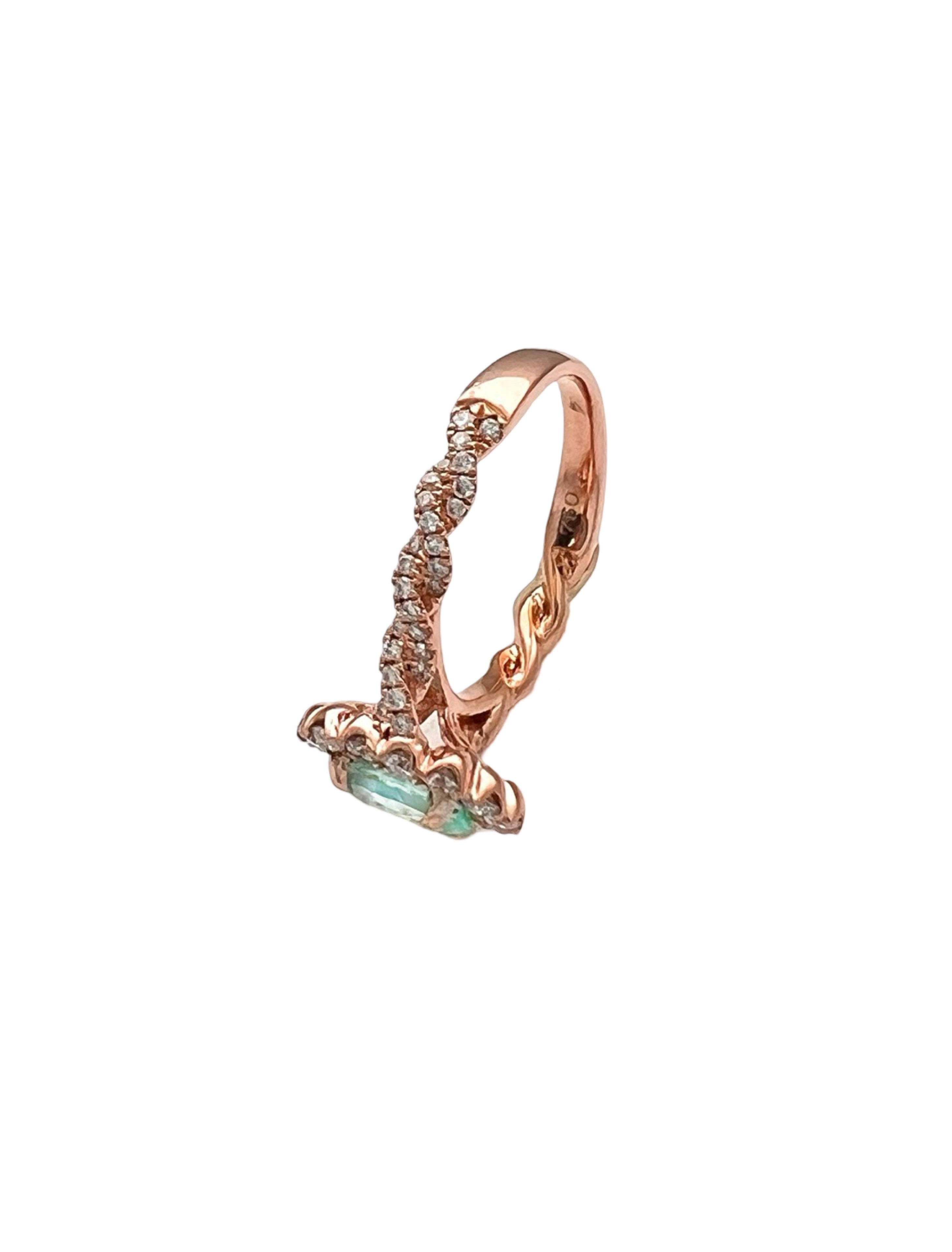 0.878Cts Paraiba Tourmaline (Certified) & 0.79Cts Diamond 14K Rose Gold Ring