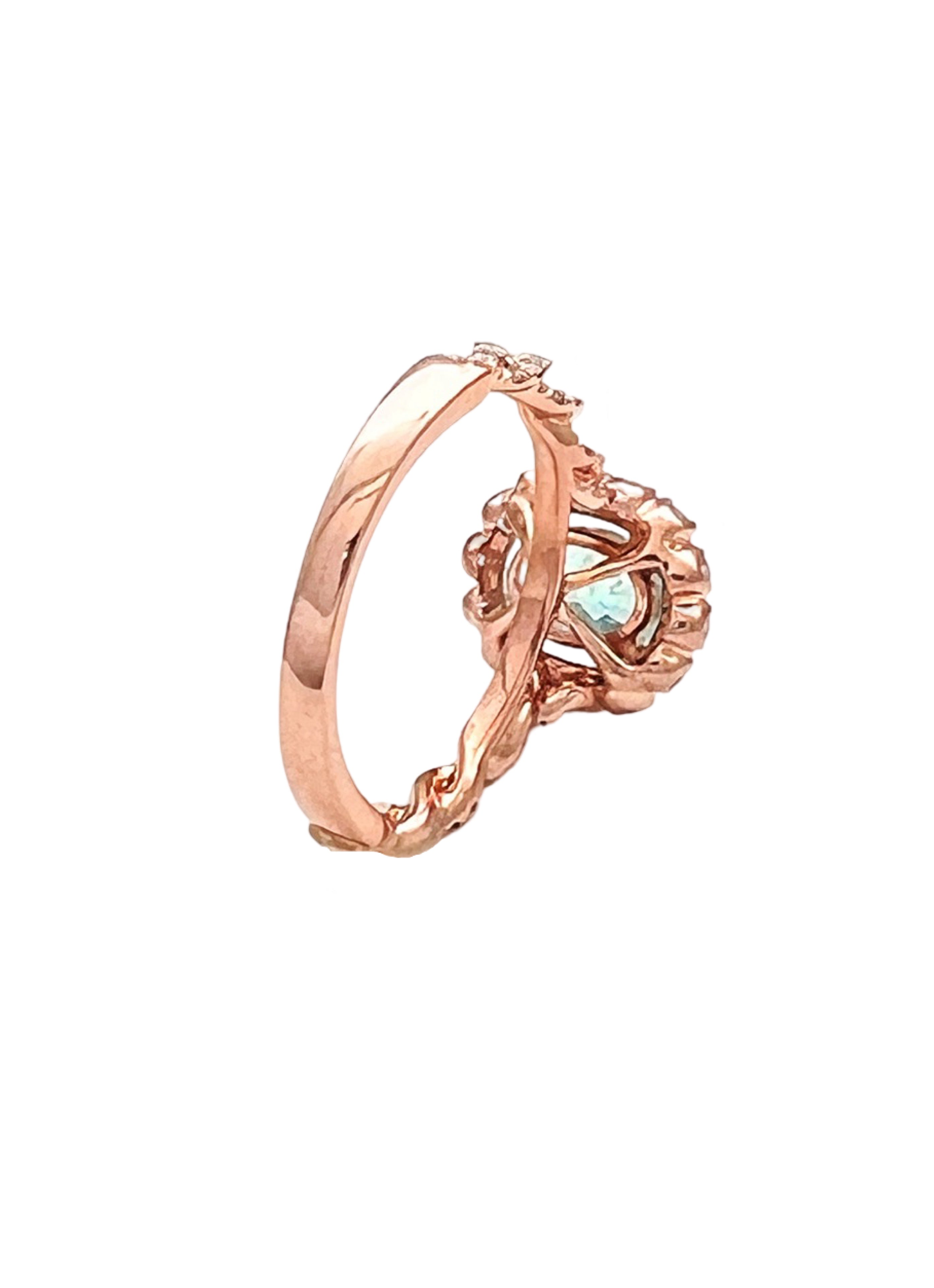 0.878Cts Paraiba Tourmaline (Certified) & 0.79Cts Diamond 14K Rose Gold Ring