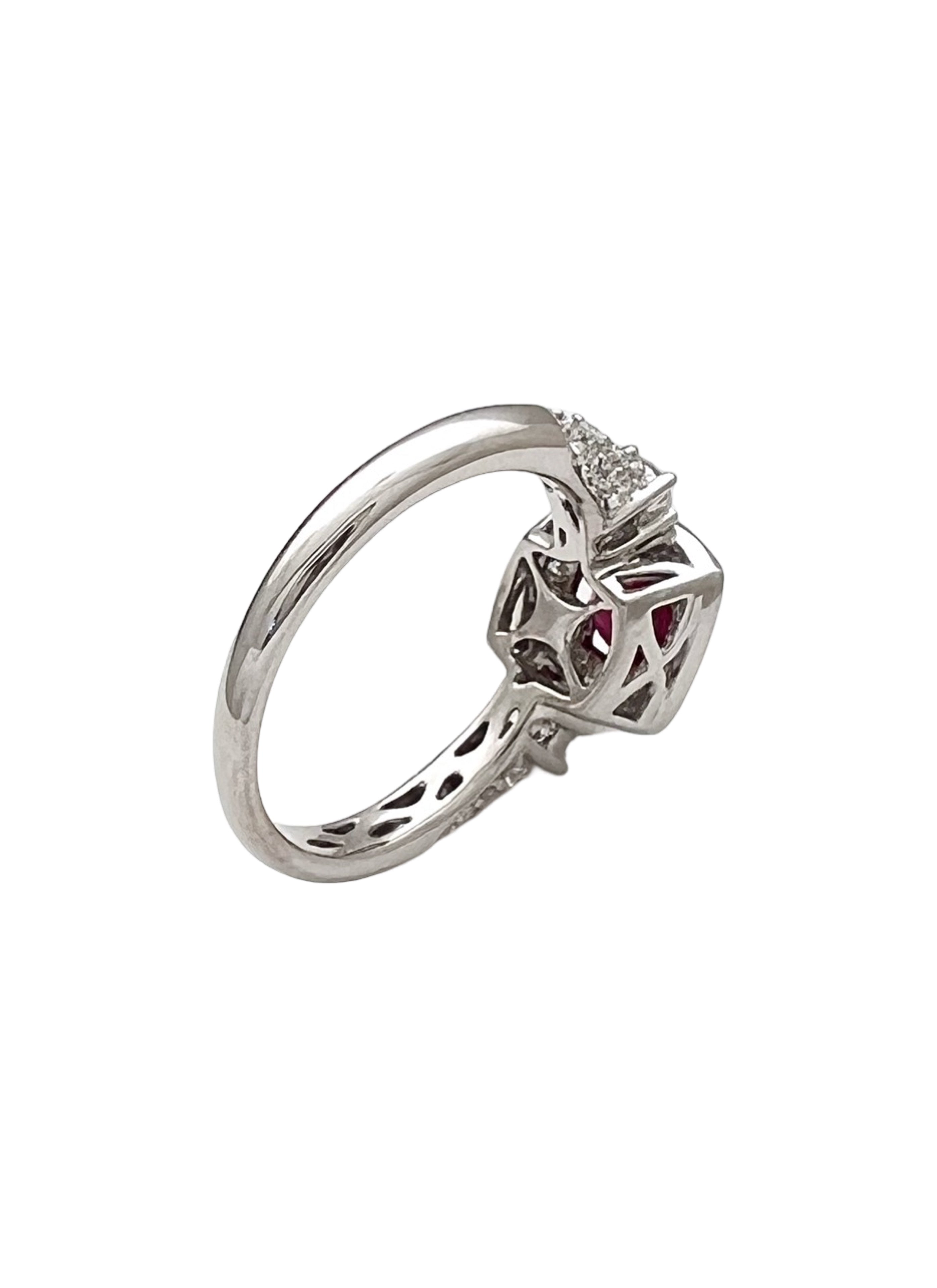 1.044Cts Ruby Mozambique (Certified) & 1.01 Cts Diamonds 14K White Gold Ring